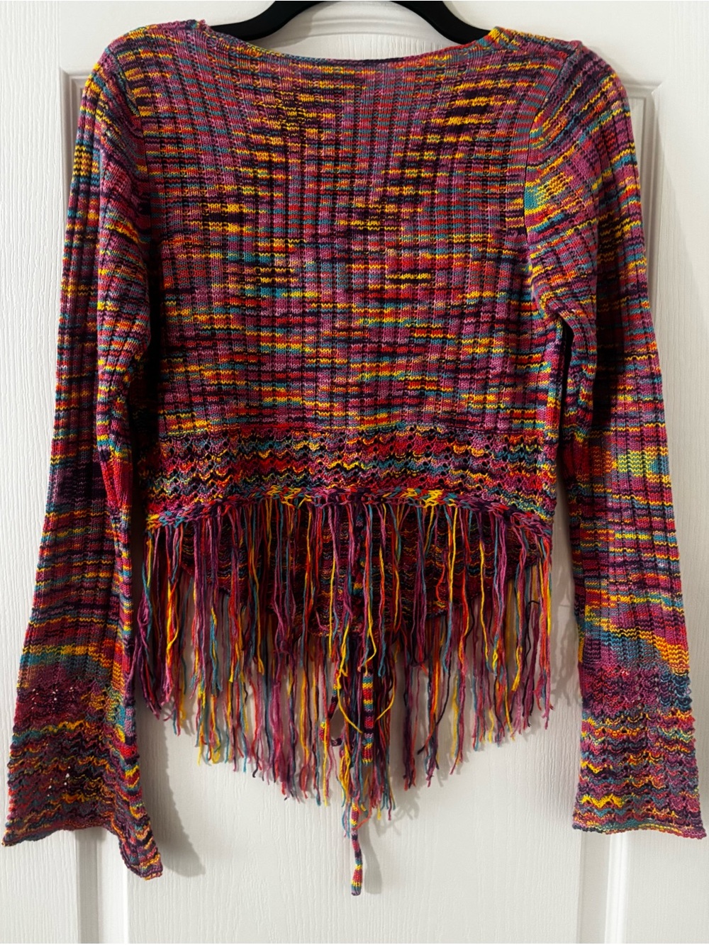 BNWT Multicolor Knit Fringe Button-Up Top - Picture 3 of 7